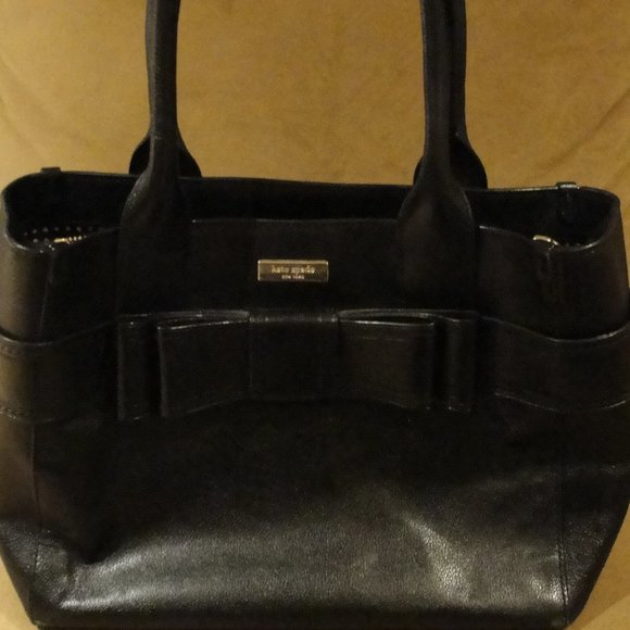 Kate Spade Black Leather Bow Handbag - Picture 1 of 9